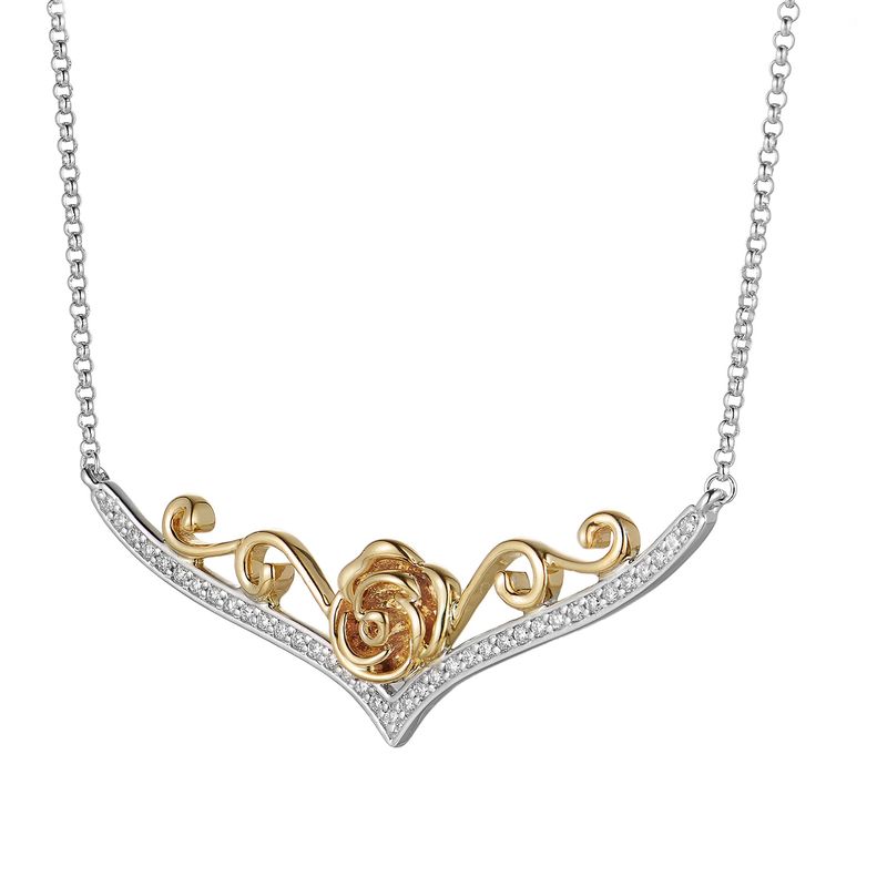 14K Yellow Gold 14K White Gold Pendant Necklace Natural Diamond  MZ71806