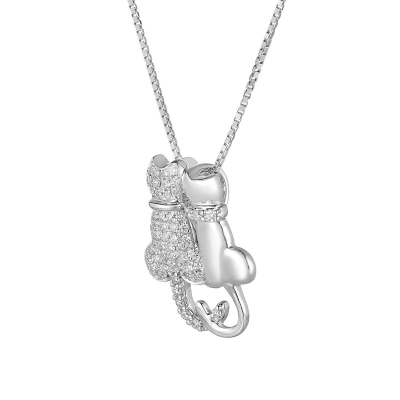14K White Gold Round Natural Diamond  Pendant Necklace MZ71593