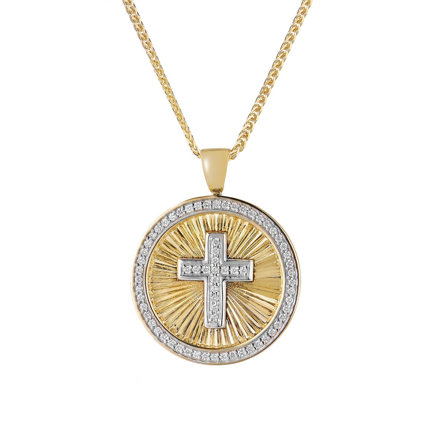 14K Yellow Gold 14K White Gold Natural Diamond Pendant Necklace MZ71793