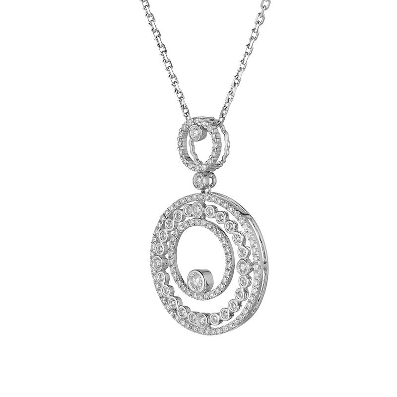 MZ71587 14K White Gold Round Natural Diamond  Pendant Natural Diamond
