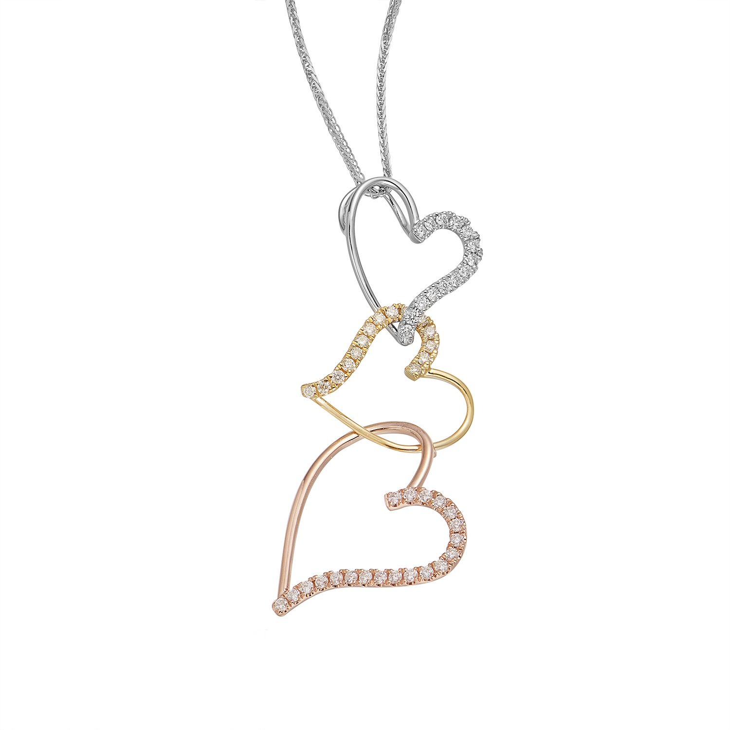 14K Three-color Gold Cross Pendant Necklace MZ9946 Natural Diamond