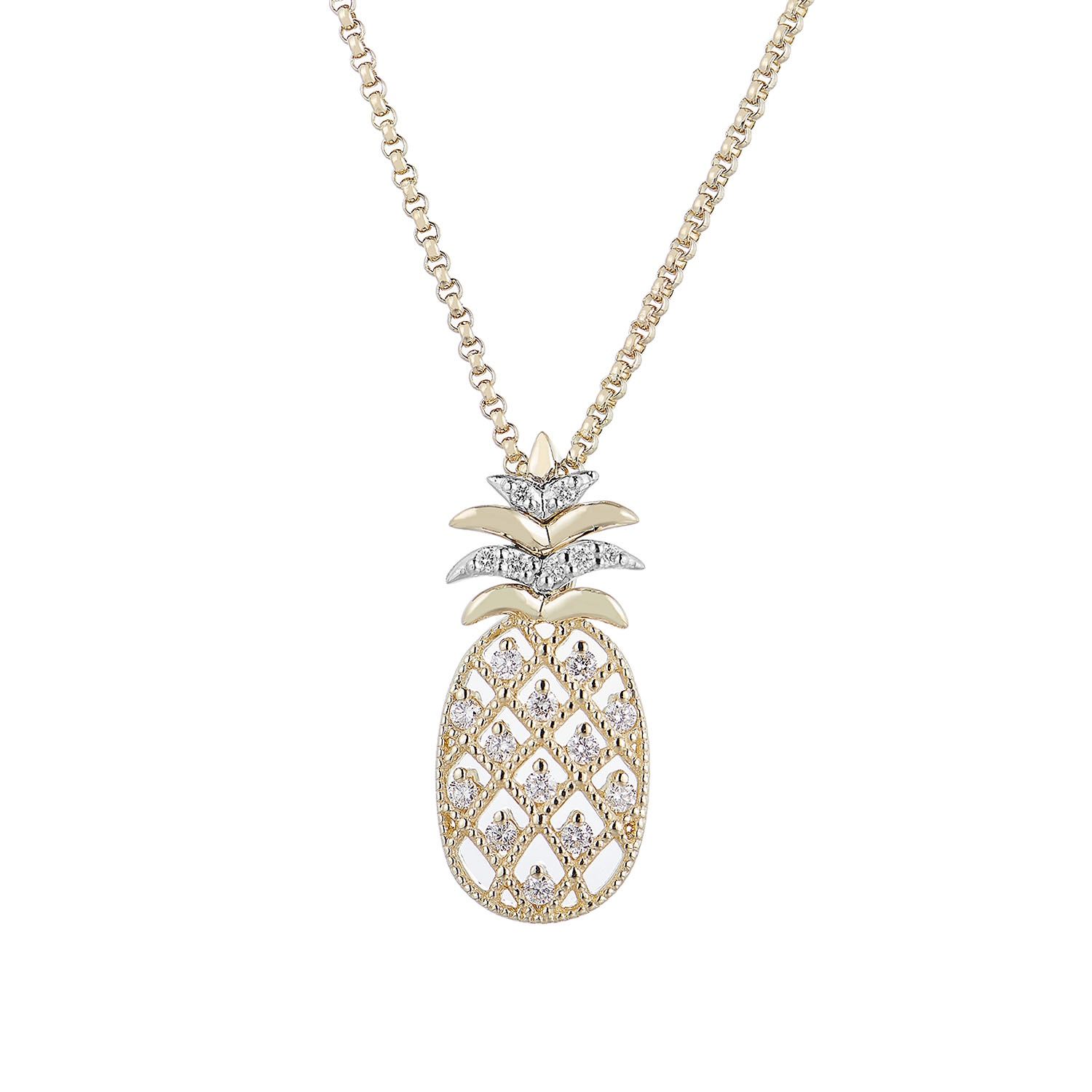14K White Gold 14K Yellow Gold Pendant Necklace Natural Diamond  MZ71548