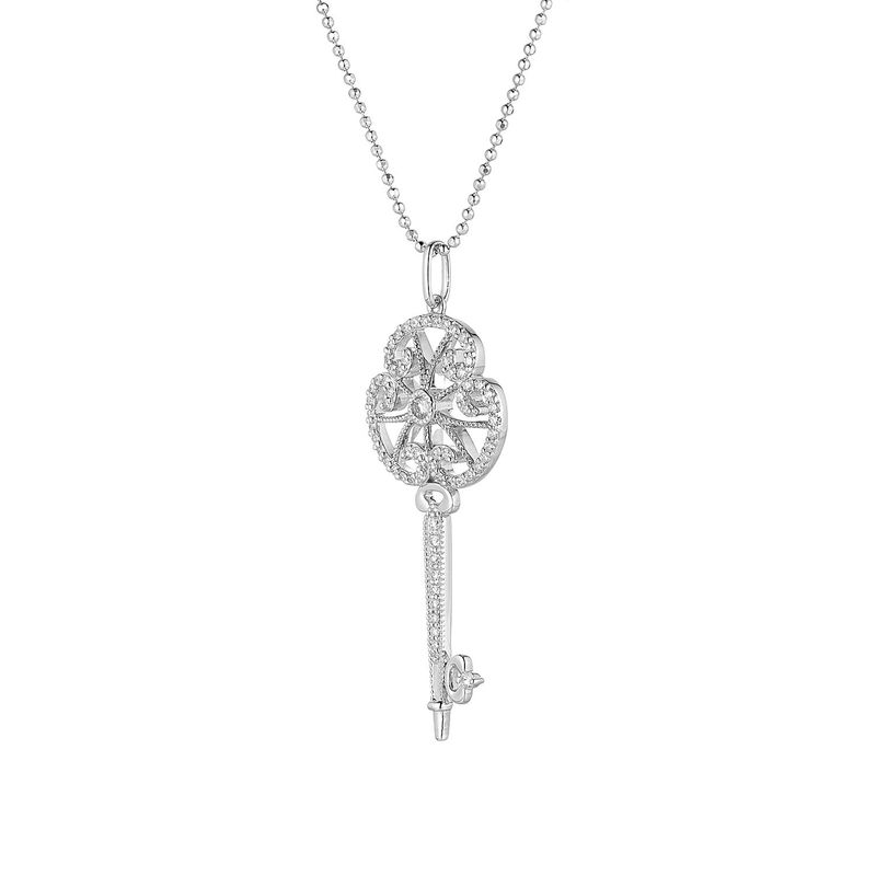 MZ71847 14K White Gold Round Natural Diamond  Pendant Necklace Natural Diamond
