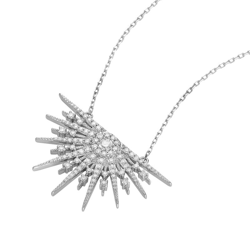 MZ9564 14K White Gold Natural Diamond  Pendant Necklace Natural Diamond