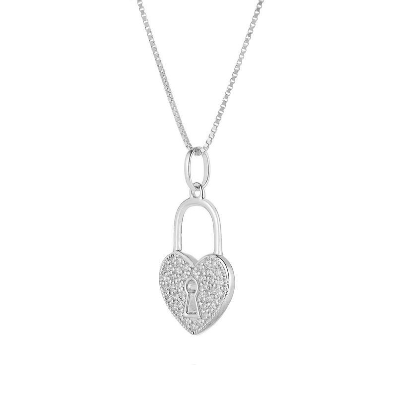 14K White Gold Round Natural Diamond  Pendant Necklace MZ71006