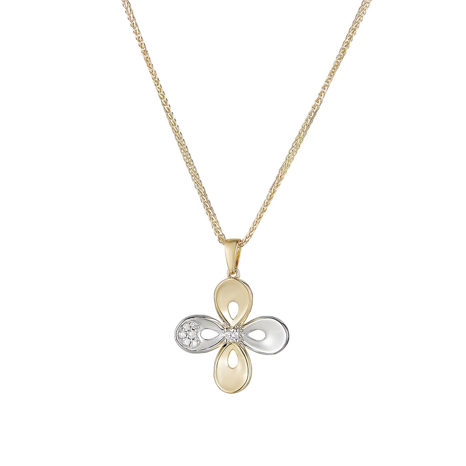 MZ71944 14K White Gold 14K Yellow Gold Natural Diamond  Necklace Natural Diamond