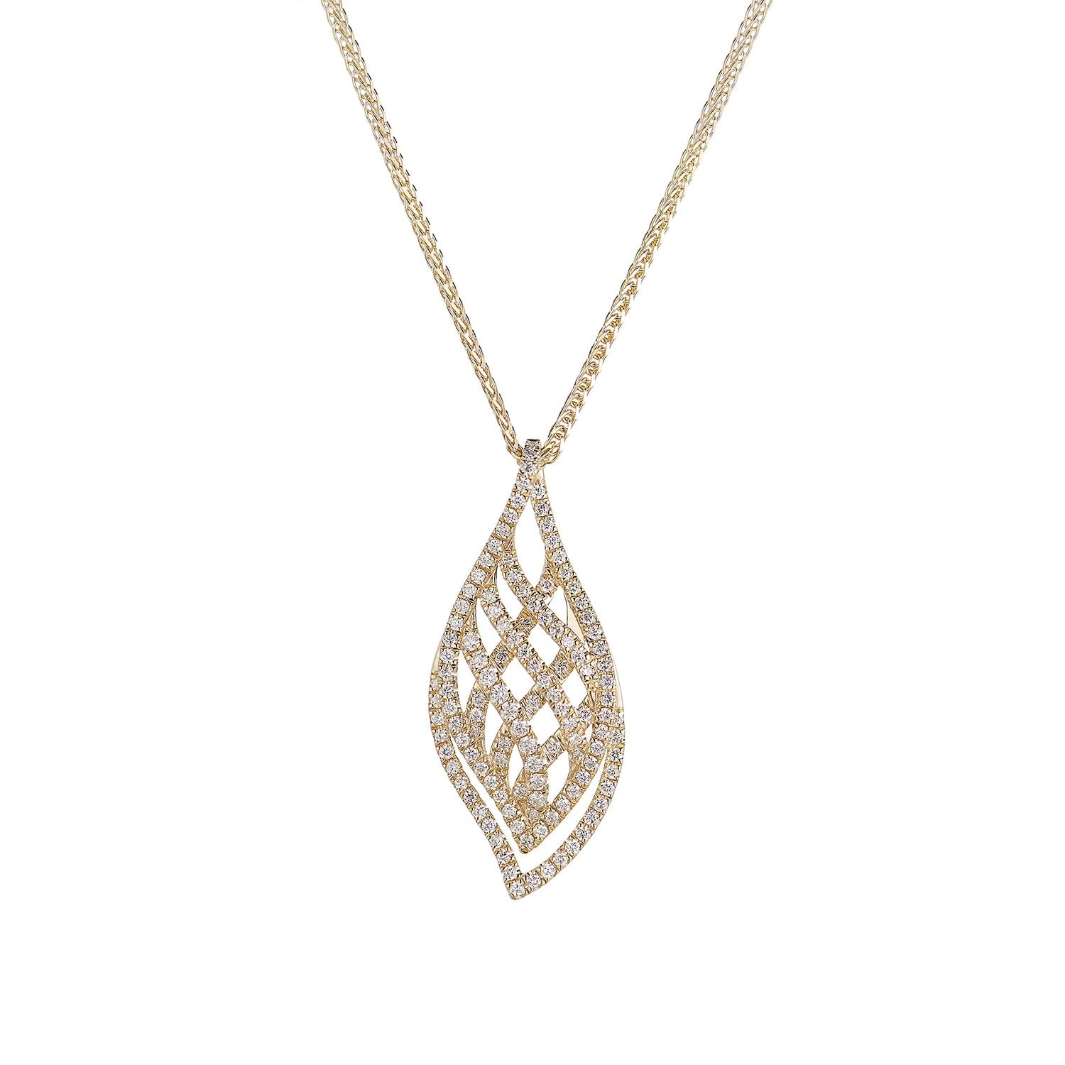 14K Yellow Gold Round Natural Diamond  Pendant Necklace MZ9336
