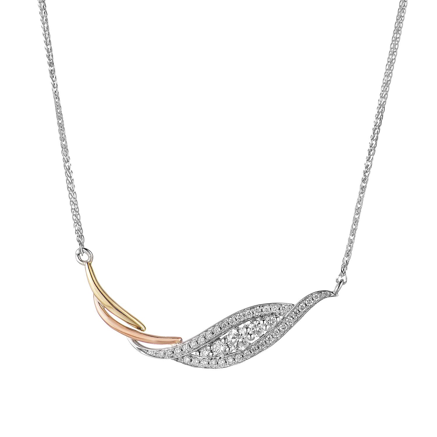 14K Three-color Gold Natural Diamond  Pendant Necklace MZ10160