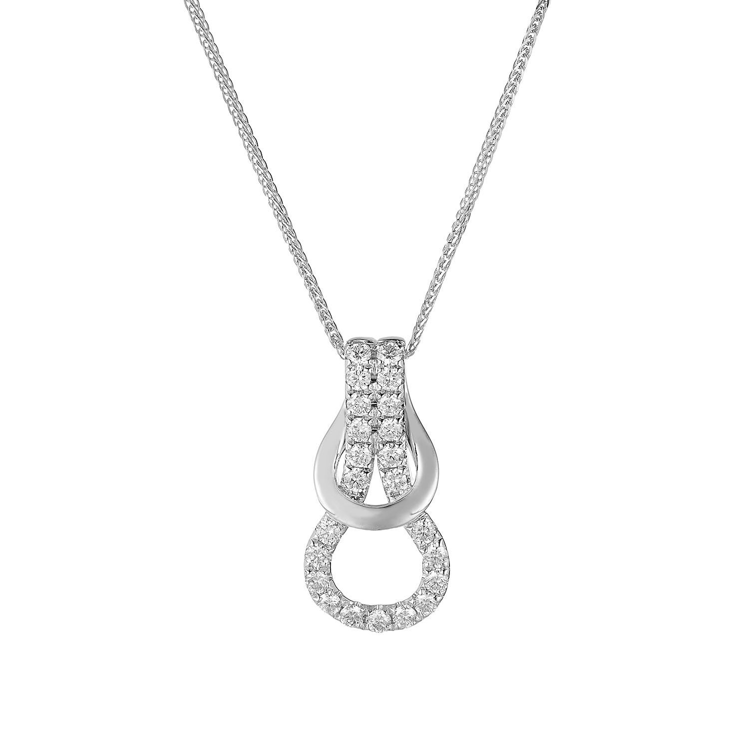 14K White Gold Round Natural Diamond  Pendant Necklace MZ71885