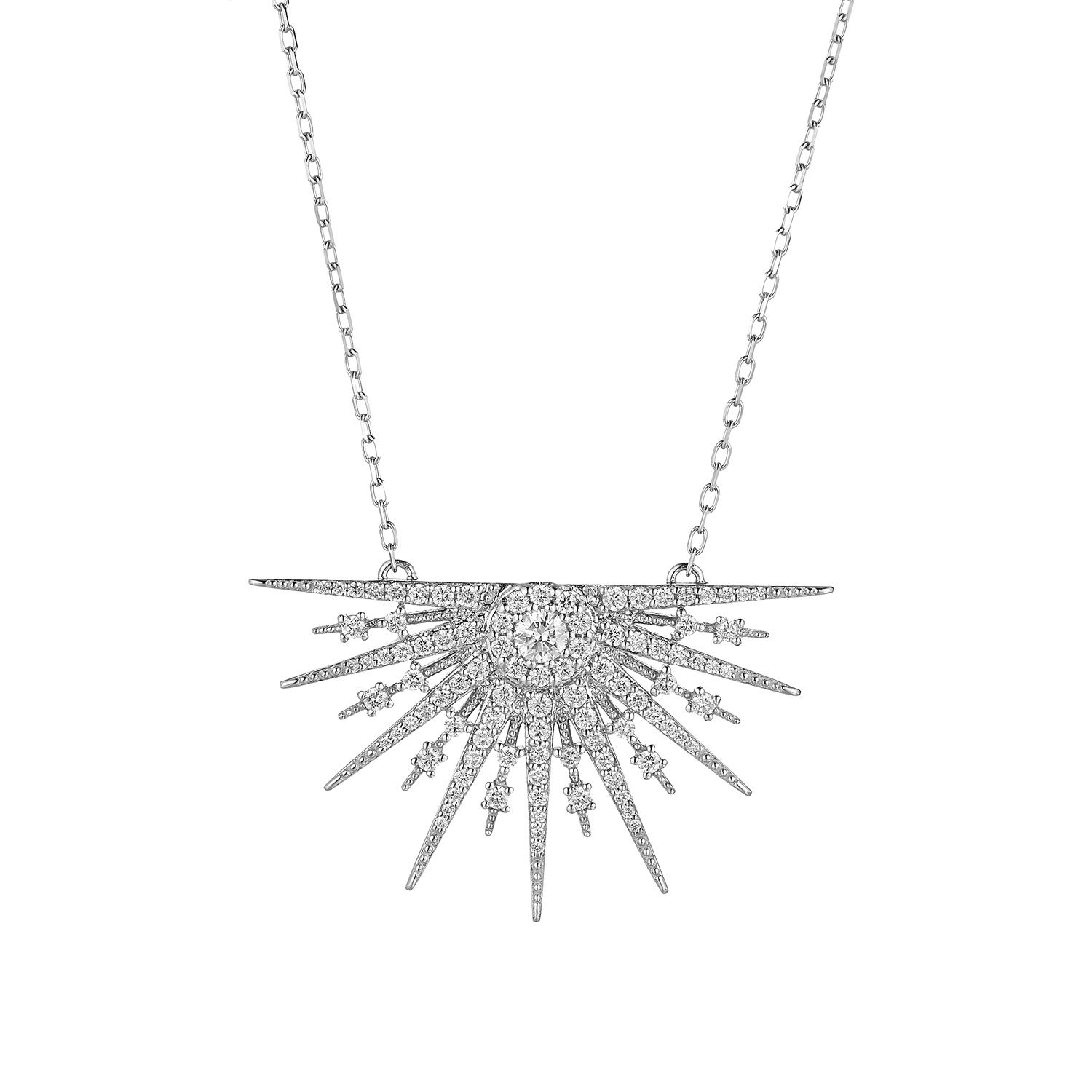 MZ9564 14K White Gold Natural Diamond  Pendant Necklace Natural Diamond