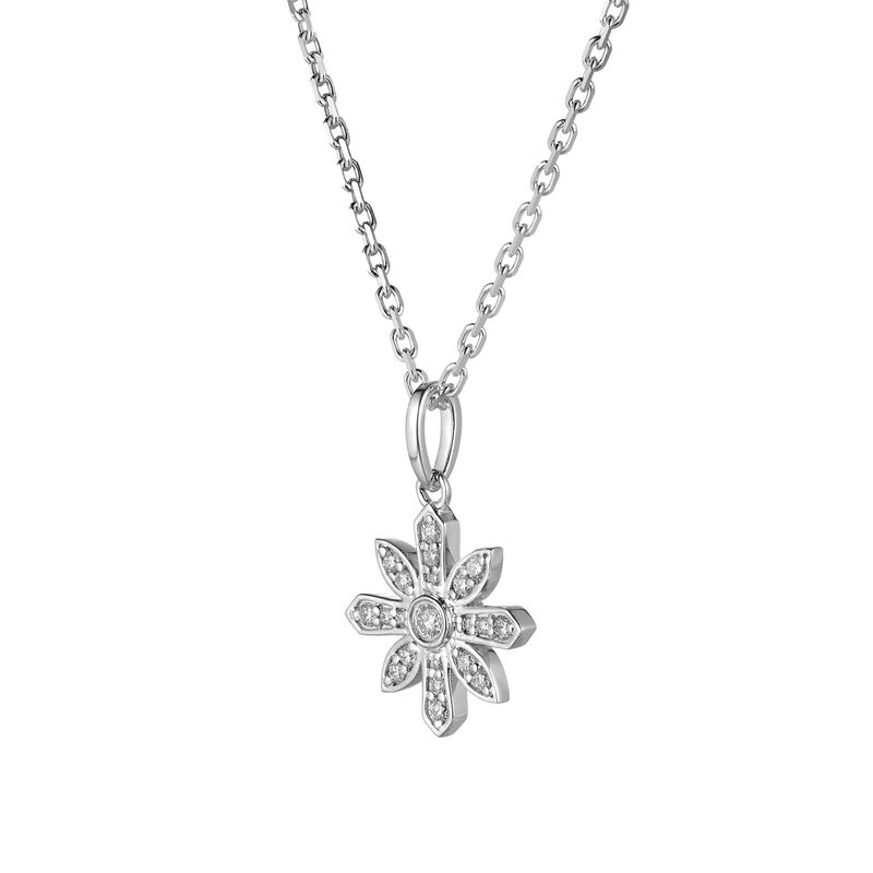 14K White Gold Natural Diamond  Pendant Necklace MZ71665