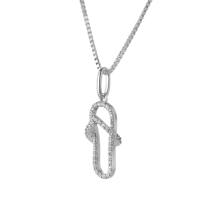 14K White Gold Round Natural Diamond  Pendant Necklace MZ71791