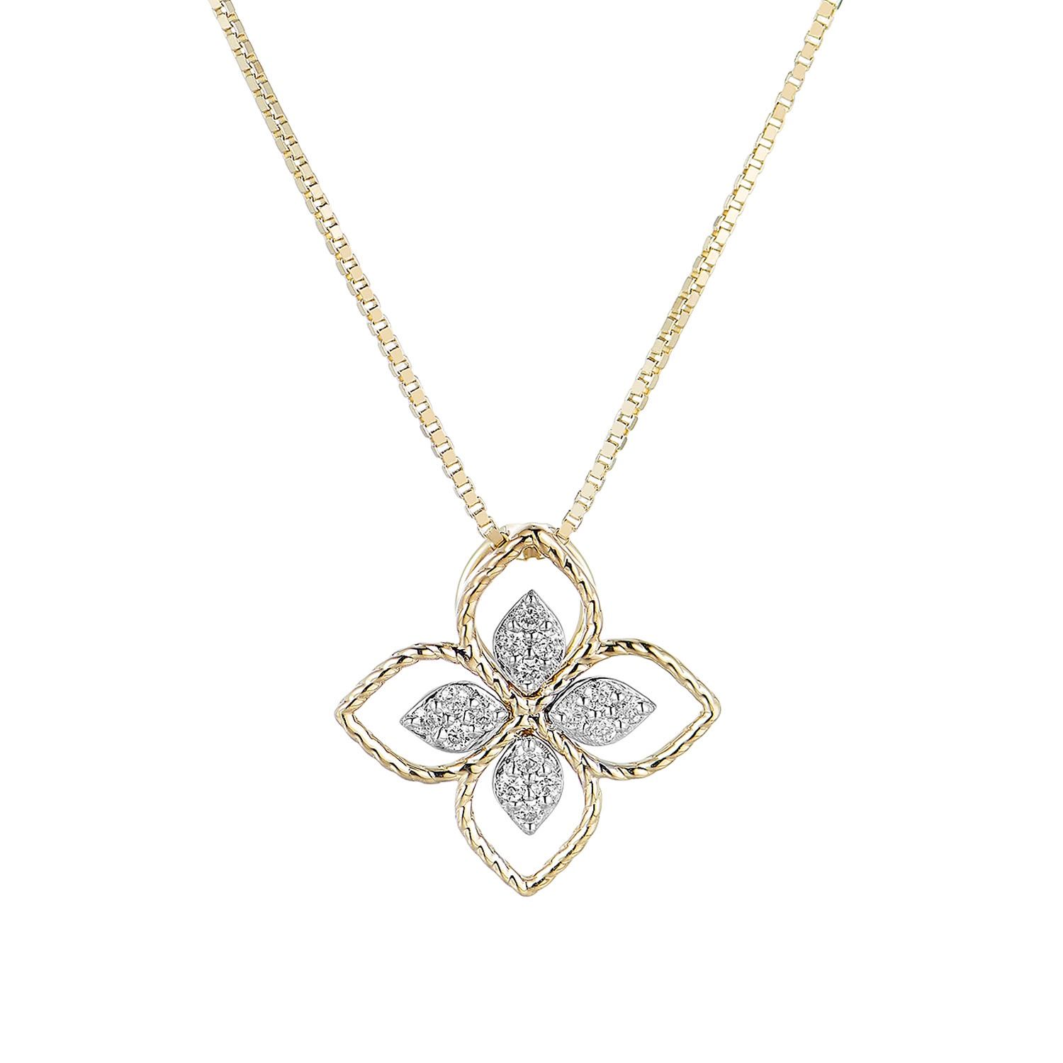 14K White Gold 14K Yellow Gold Natural Diamond  Pendant Necklace MZ10107