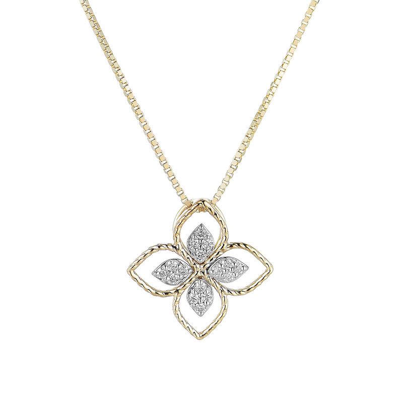 14K White Gold 14K Yellow Gold Natural Diamond  Pendant Necklace MZ10107