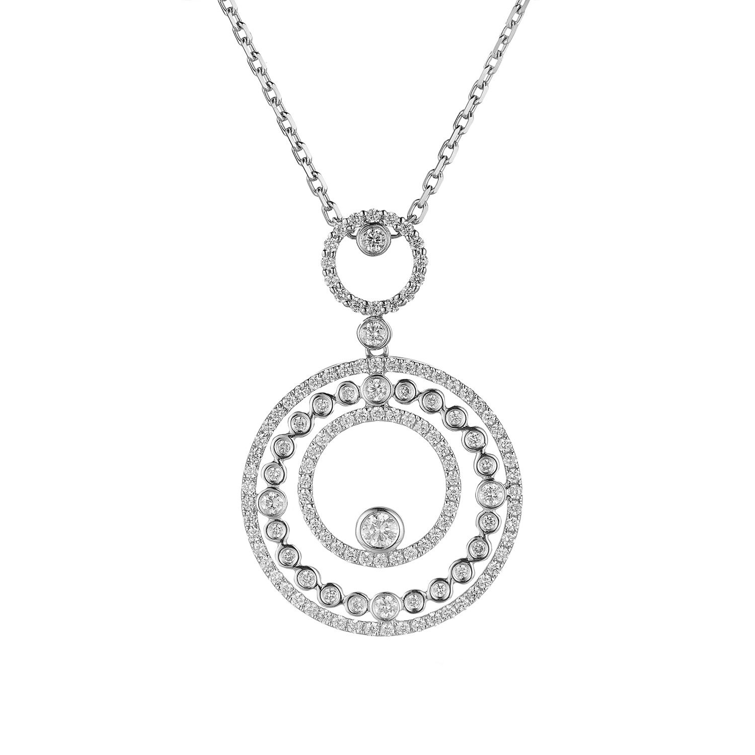 MZ71587 14K White Gold Round Natural Diamond  Pendant Natural Diamond