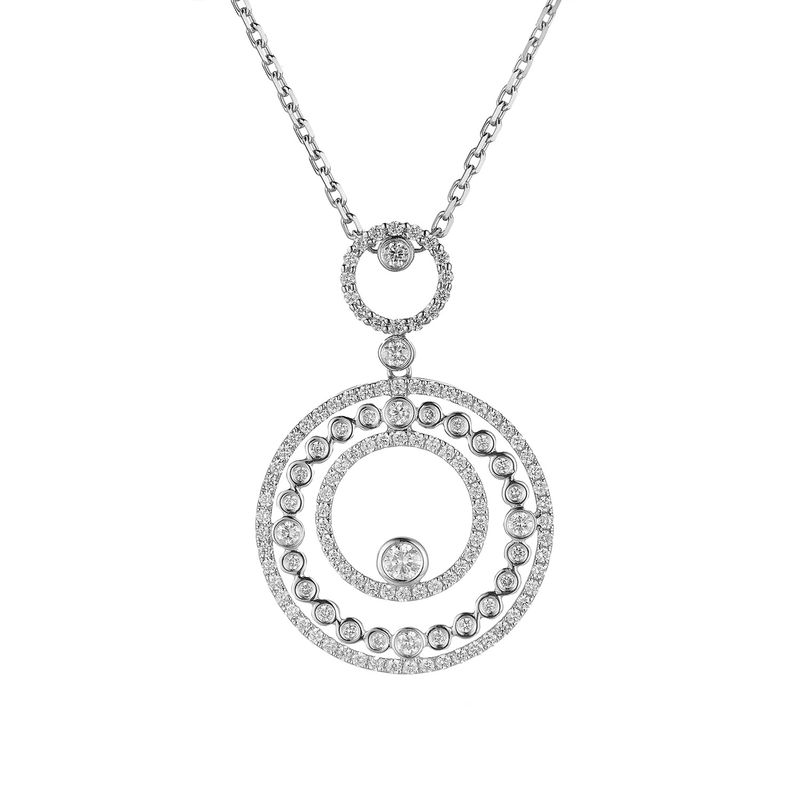 MZ71587 14K White Gold Round Natural Diamond  Pendant Natural Diamond