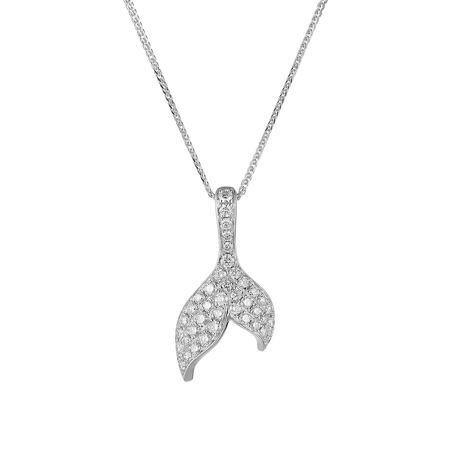 14K White Gold Natural Diamond  Pendant Necklace Natural Diamond MZ71743