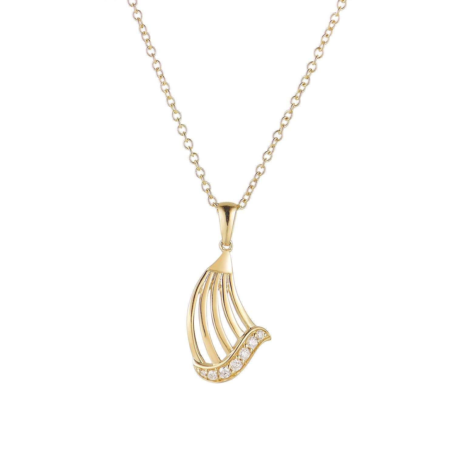 14K Yellow Gold Natural Diamond  Pendant Necklace MZ71907