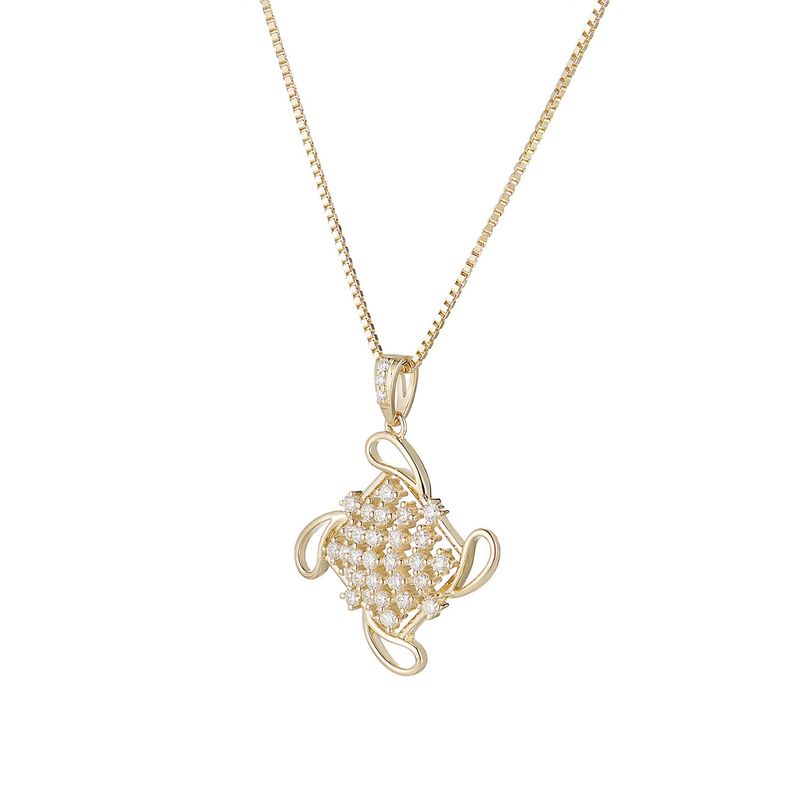 14K White/Yellow Gold Natural Diamond  Pendant Necklace MZ71937