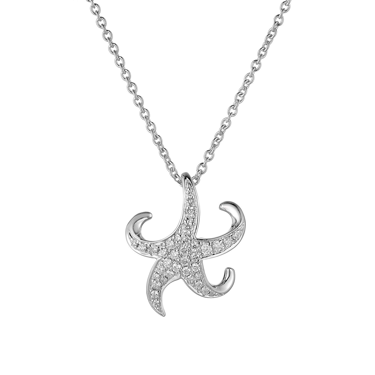 14K White Gold Natural Diamond  Pendant Necklace MZ9939