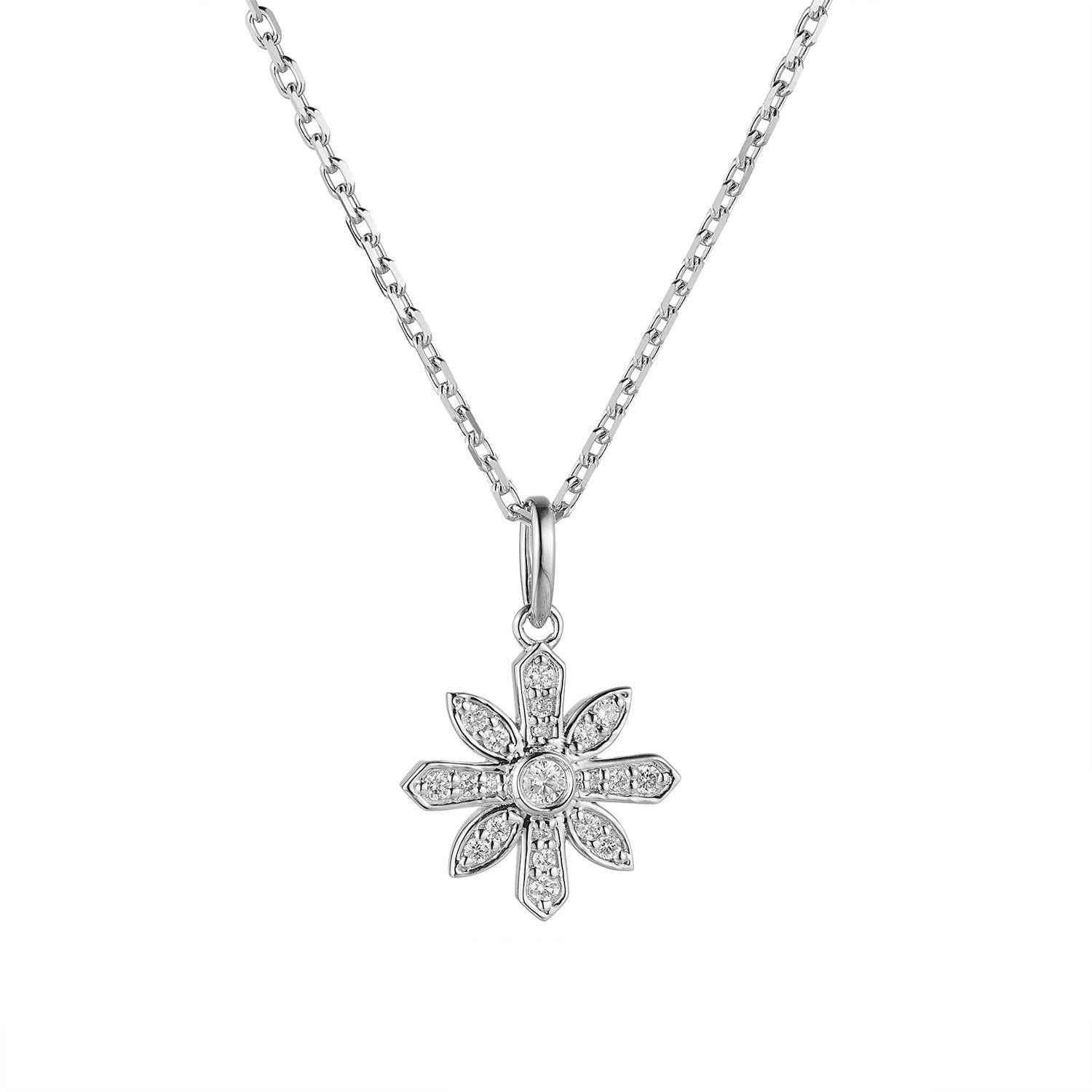 14K White Gold Natural Diamond  Pendant Necklace MZ71665