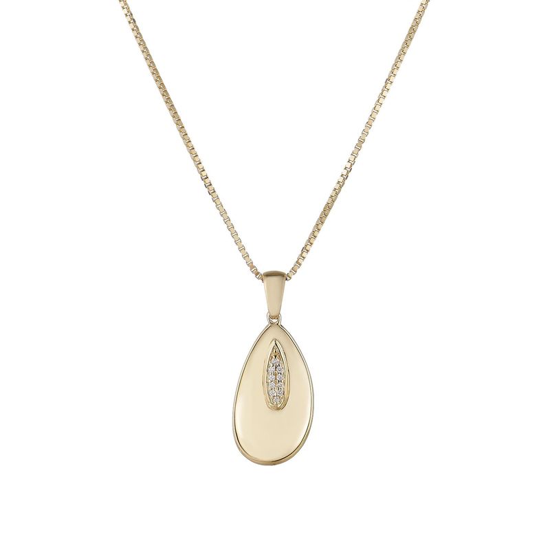 MZ71903 14K Yellow Gold Natural Diamond  Pendant Necklace Natural Diamond