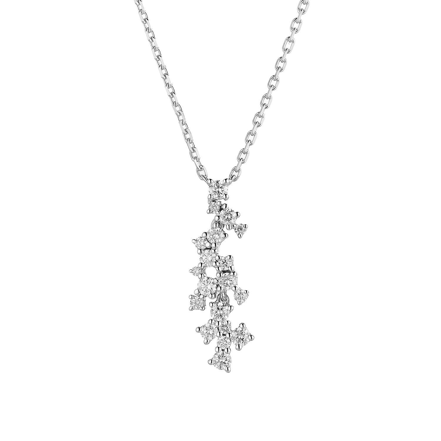 14K White Gold Round Natural Diamond  Pendant Necklace MZ71486