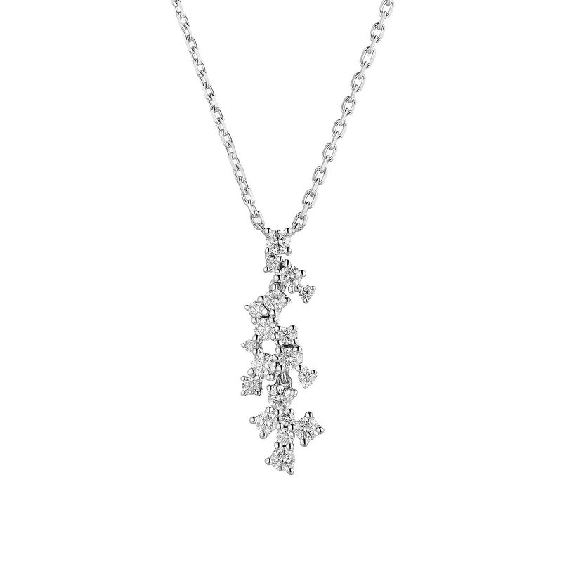14K White Gold Round Natural Diamond  Pendant Necklace MZ71486