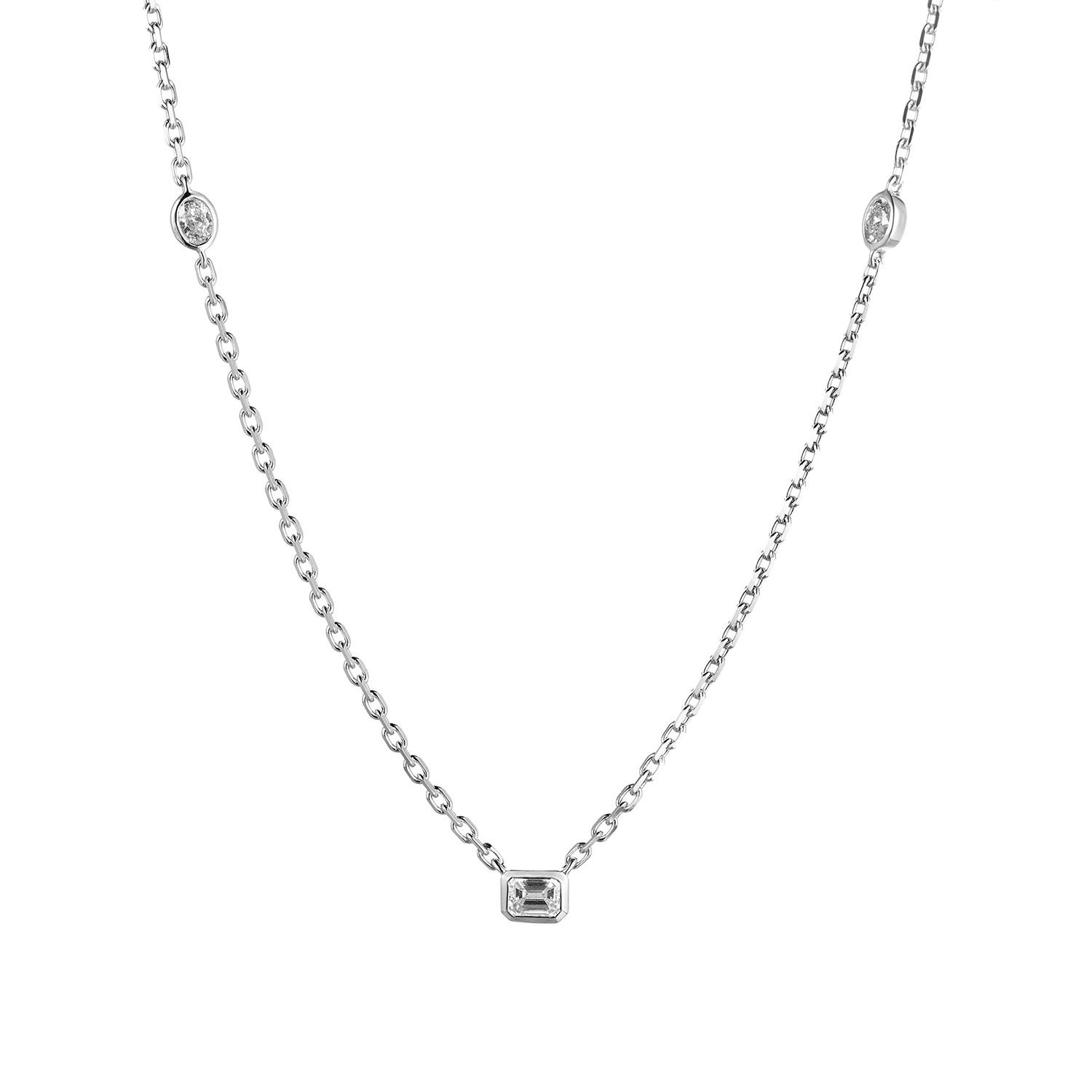 MZ6977 14K White Gold Natural Diamond  Pendant Necklace Natural Diamond