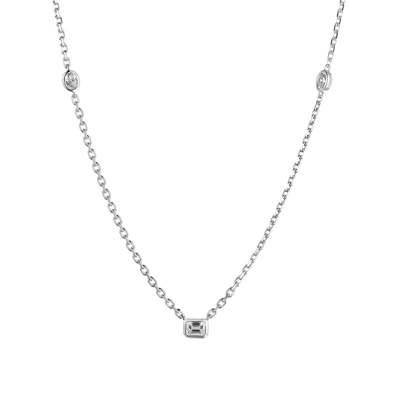 MZ6977 14K White Gold Natural Diamond  Pendant Necklace Natural Diamond
