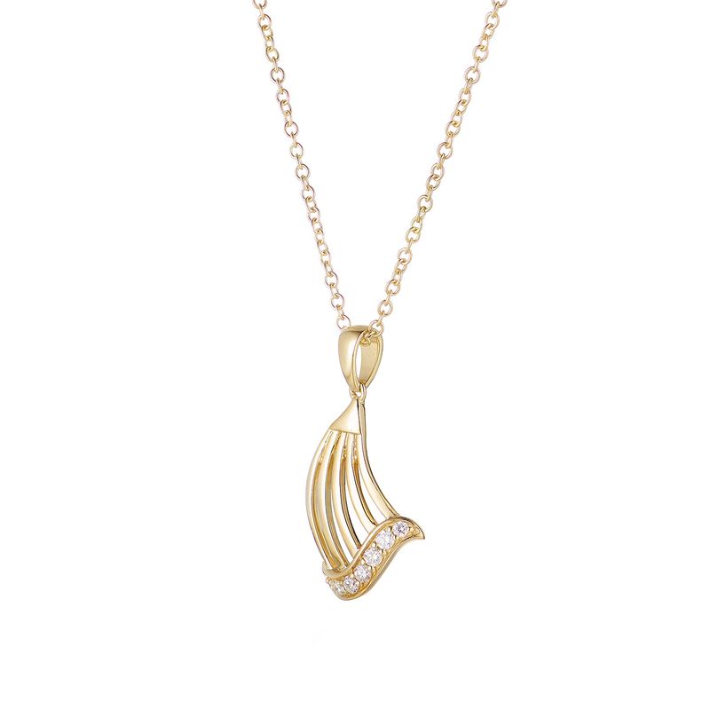 14K Yellow Gold Natural Diamond  Pendant Necklace MZ71907