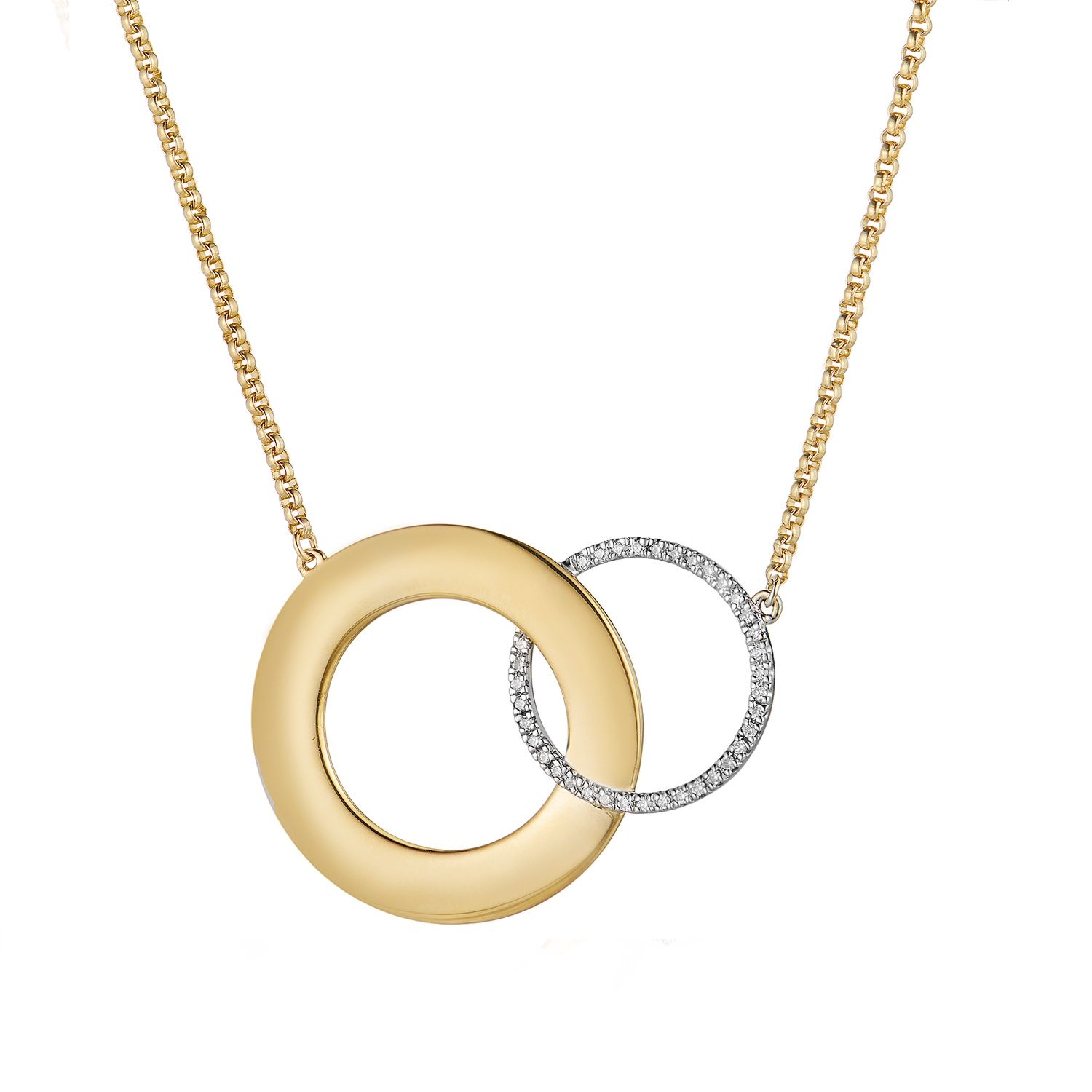 14K Yellow Gold 14K White Gold Pendant Necklace Natural Diamond MZ71685