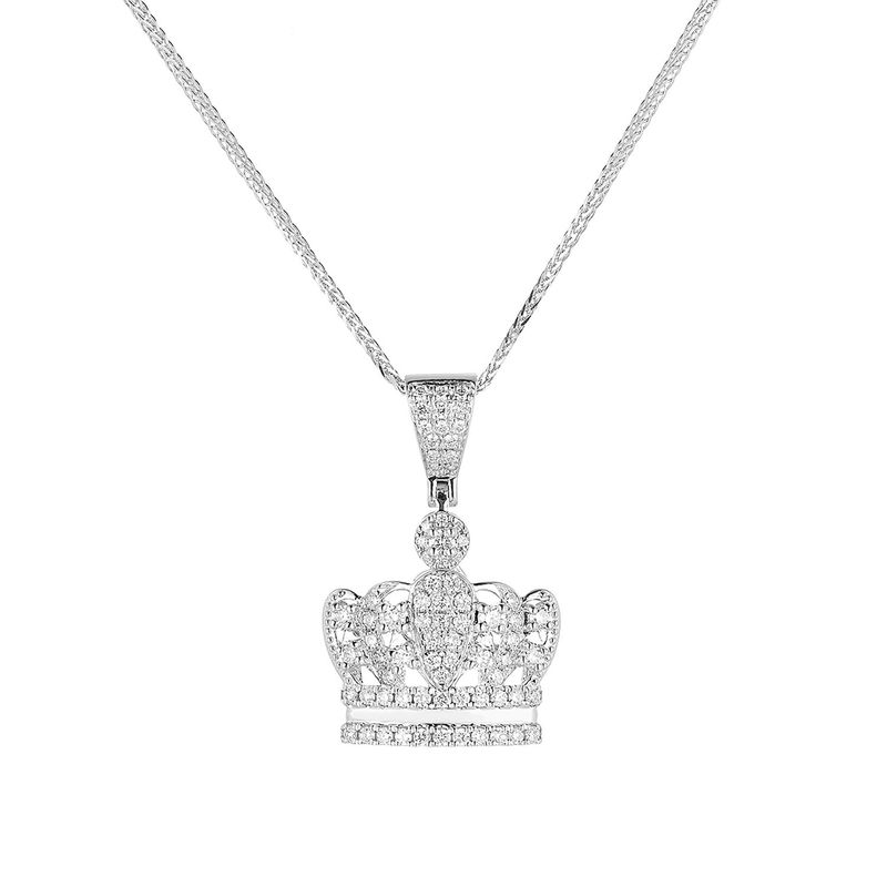 14K White Gold Natural Diamond  Pendant Necklace Natural Diamond MZ10070