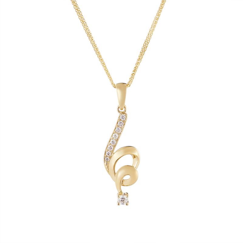14K Yellow Gold Natural Diamond  Pendant Necklace MZ10233