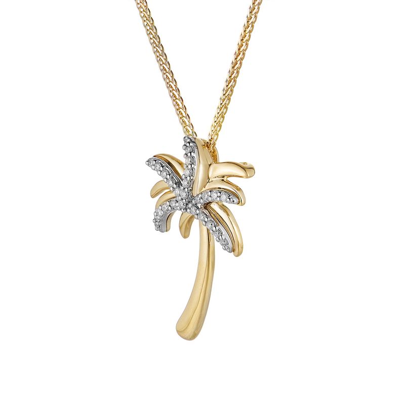 14K Yellow Gold 14K White Gold Natural Diamond  Pendant Necklace MZ71598