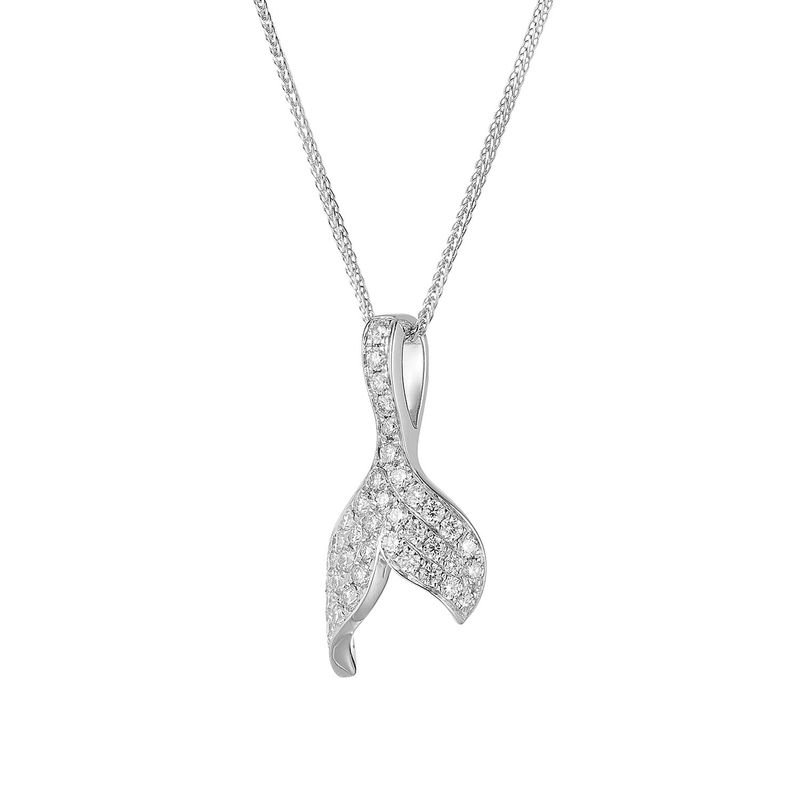 14K White Gold Natural Diamond  Pendant Necklace Natural Diamond MZ71743