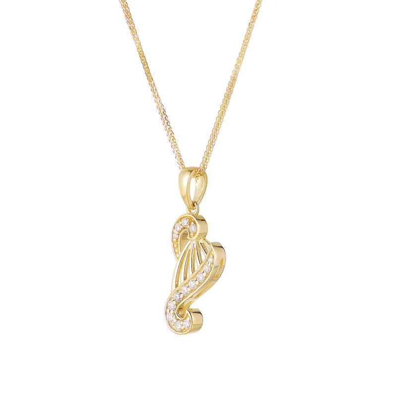 14K Yellow Gold Natural Diamond Pendant Necklace MZ10183