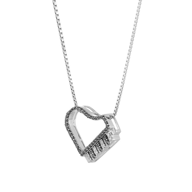 14K White Gold Black Natural Diamond  Pendant Necklace MZ9777
