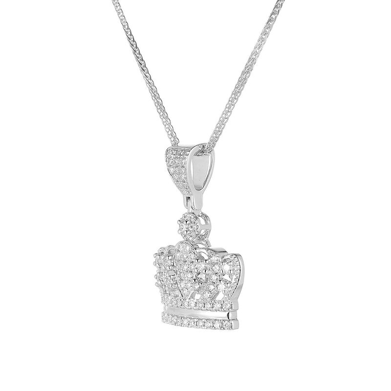 14K White Gold Natural Diamond  Pendant Necklace Natural Diamond MZ10070