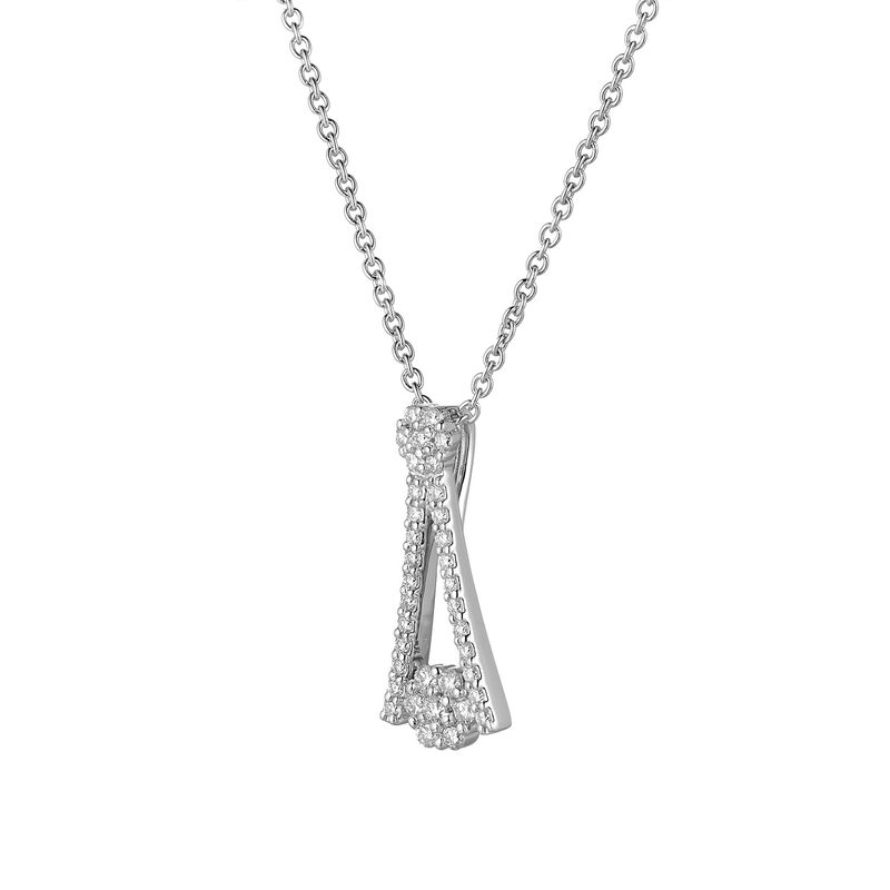 14K White Gold Round Natural Diamond  Pendant Necklace MZ71809