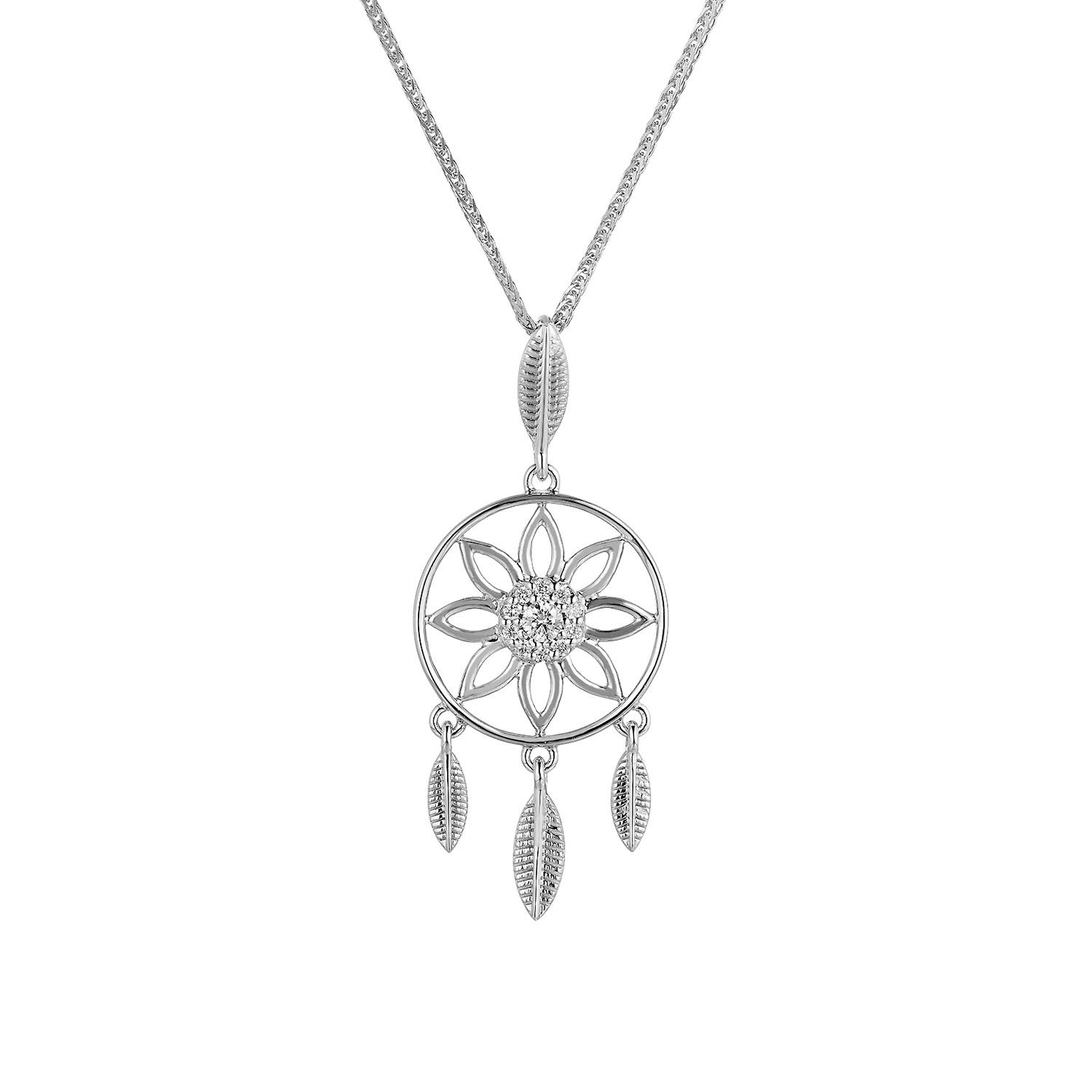 14K White Gold Natural Diamond  Pendant Necklace MZ10104