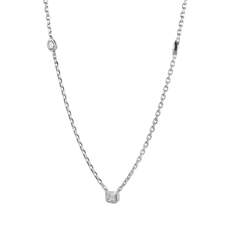 MZ6977 14K White Gold Natural Diamond  Pendant Necklace Natural Diamond