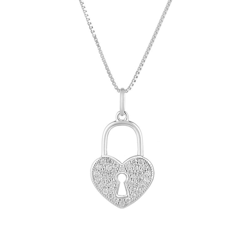 14K White Gold Round Natural Diamond  Pendant Necklace MZ71006
