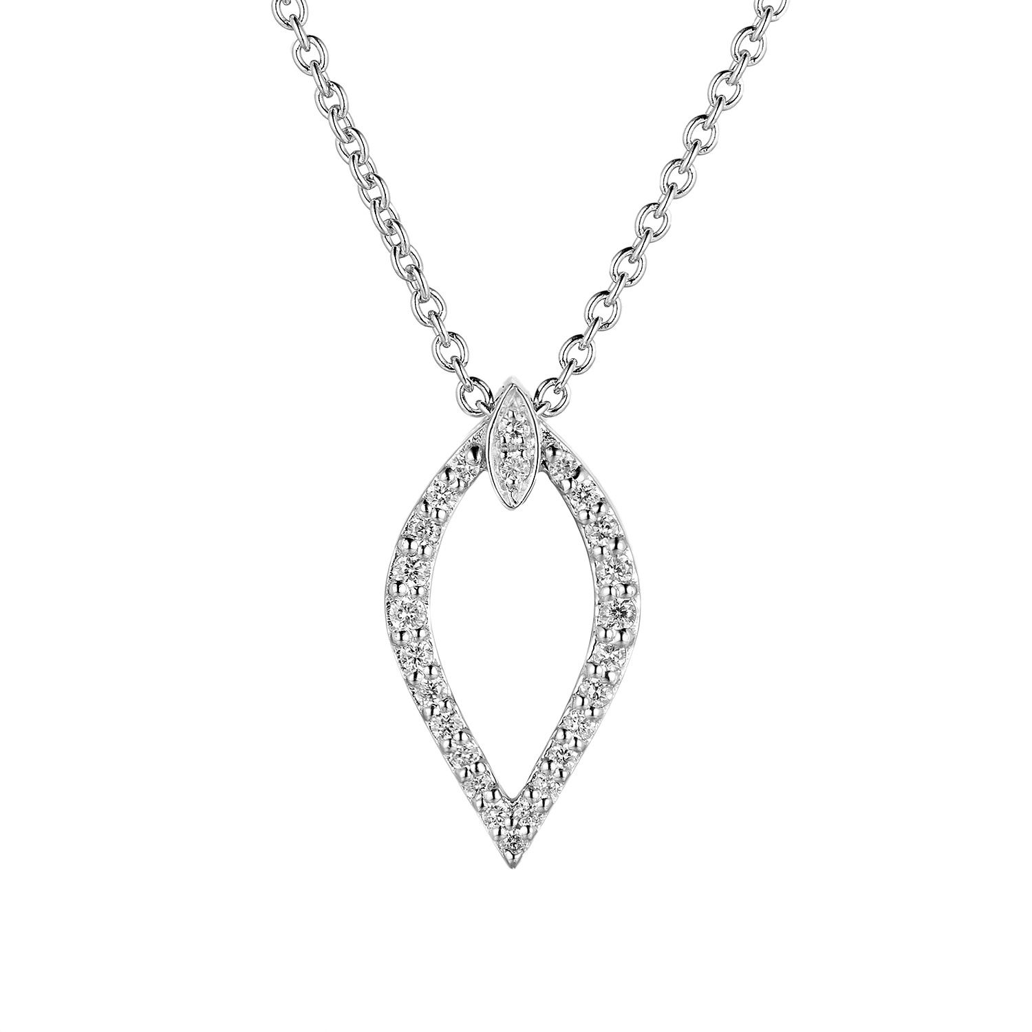 14K White Gold Natural Diamond  Pendant Necklace MZ9933