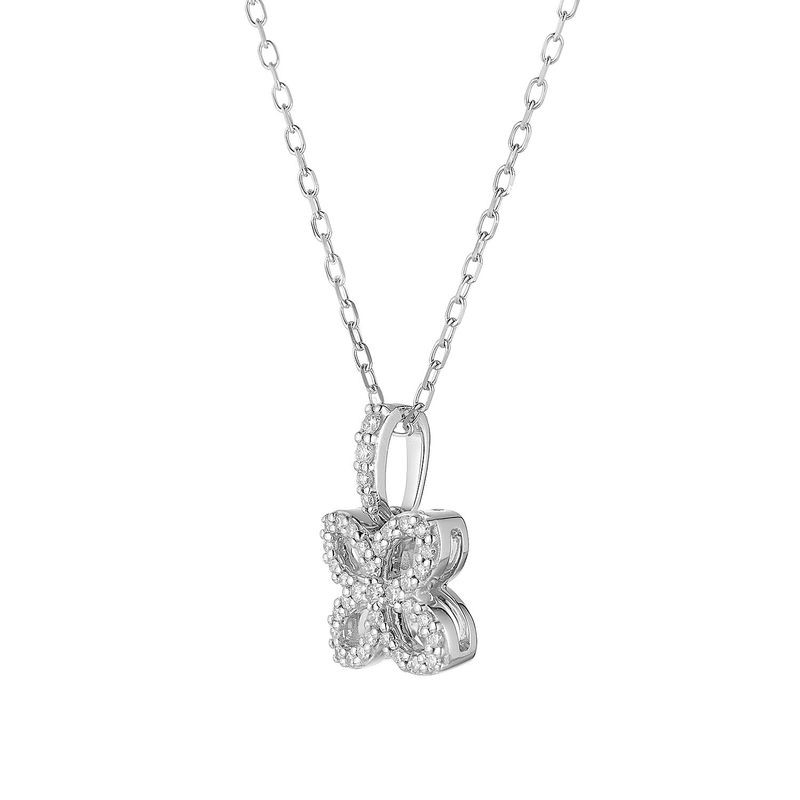 14K White Gold Round Natural Diamond  Pendant Necklace MZ71644
