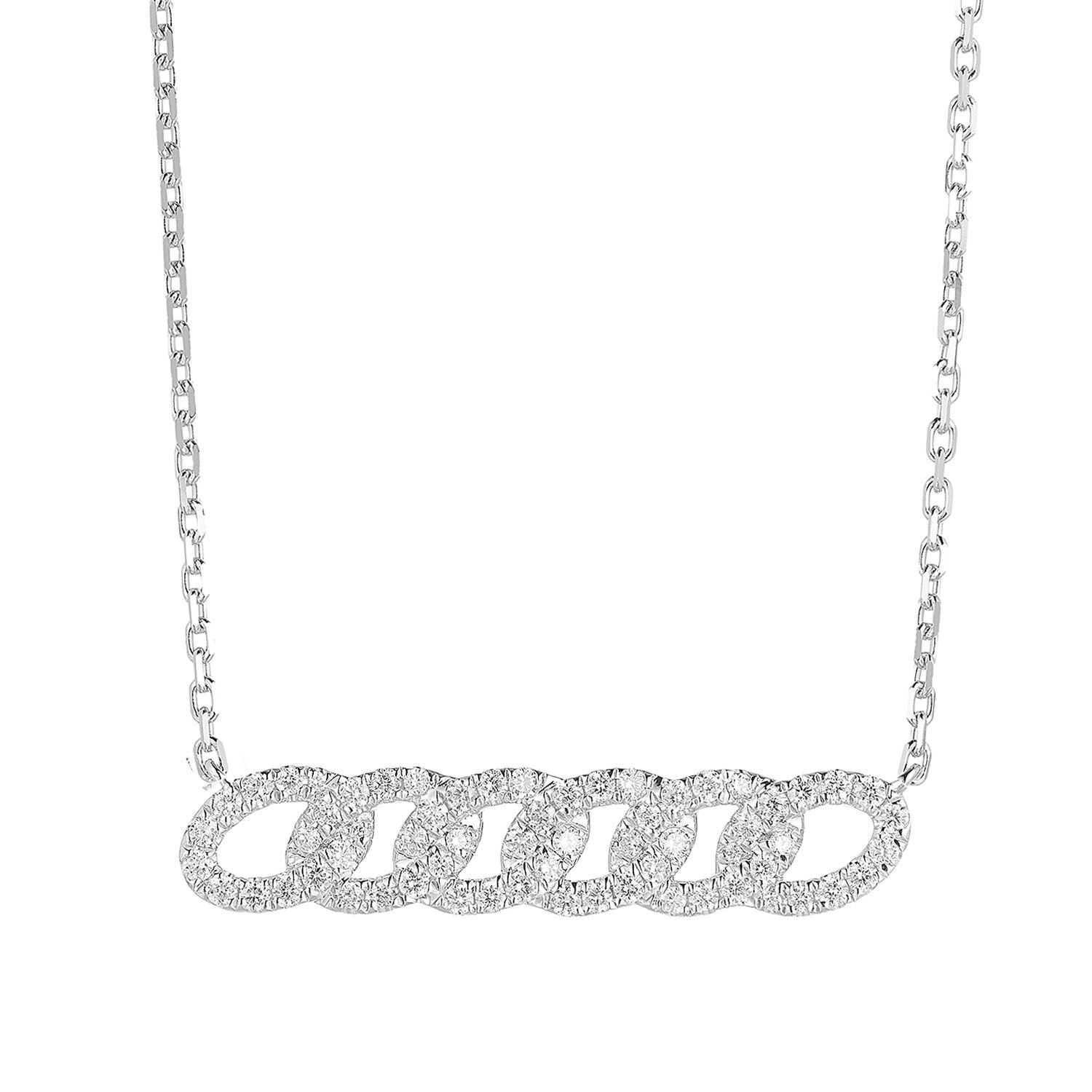 14K White Gold Round Natural Diamond  Pendant Necklace MZ71056