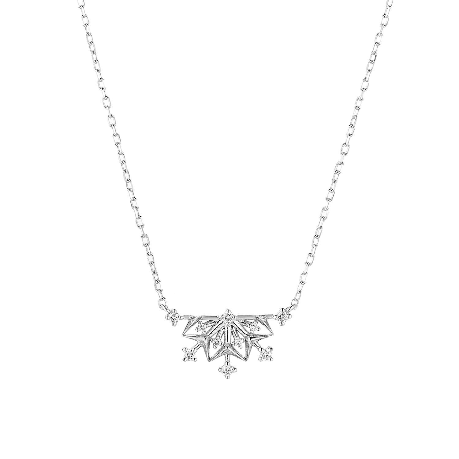 14K White Gold Natural Diamond  Pendant Necklace MZ10087