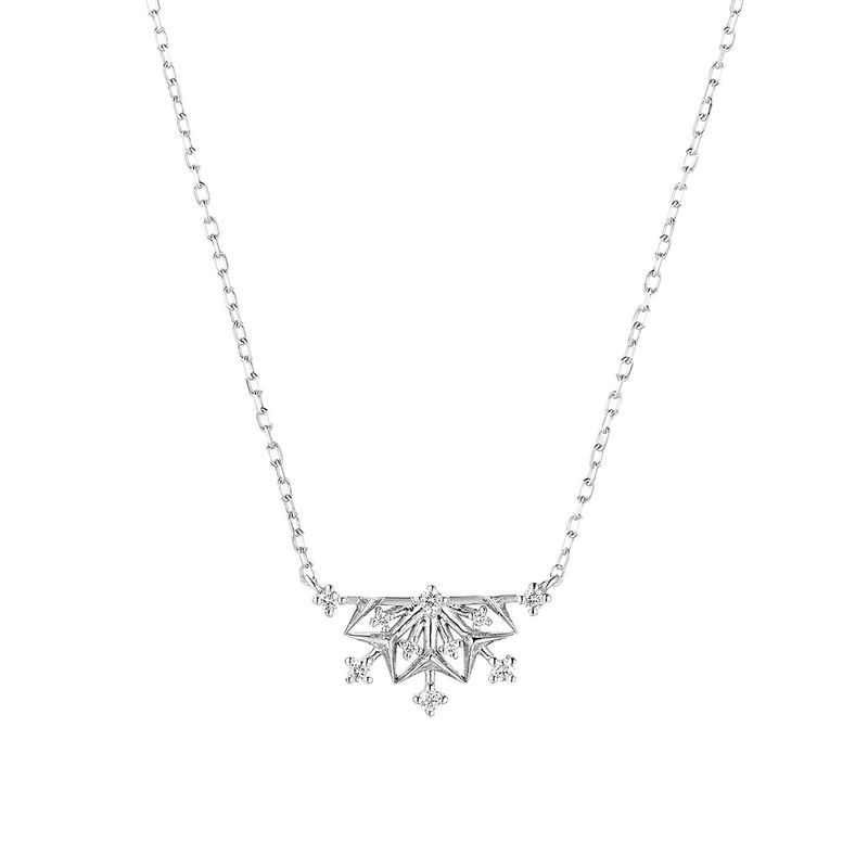 14K White Gold Natural Diamond  Pendant Necklace MZ10087