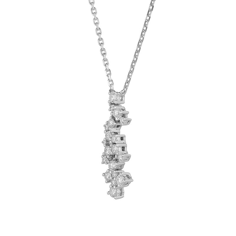 14K White Gold Round Natural Diamond  Pendant Necklace MZ71486