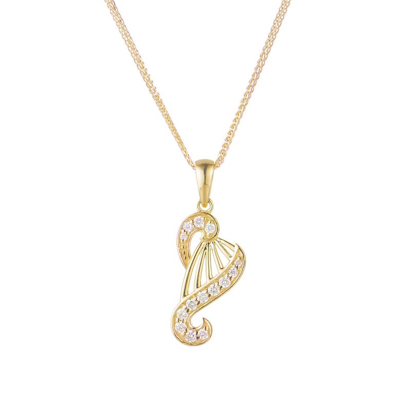 14K Yellow Gold Natural Diamond  Pendant Necklace MZ10183